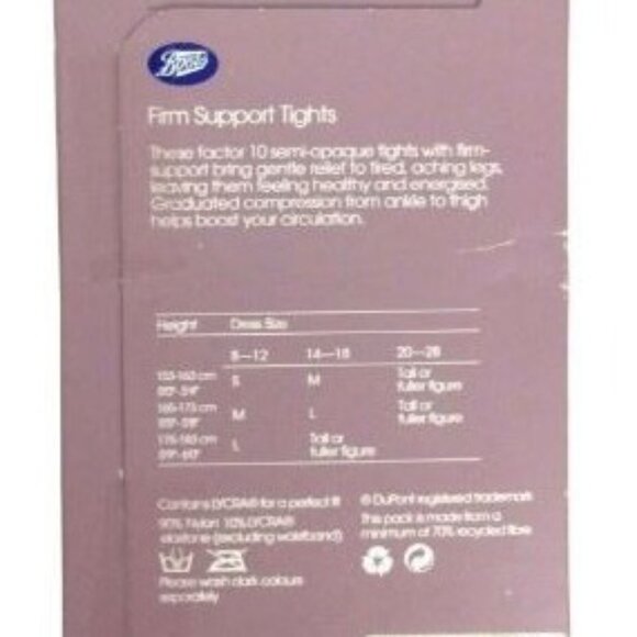 Boots Firm Support Tights Medium Mist 30 Denier Compression Nylon Hosiery For Wo - Picture 3 of 3